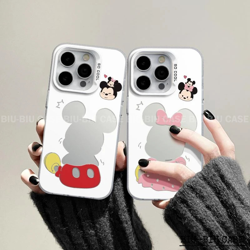 Capinha capa de Minnie Mickey iPhone 17 11 12 13 15 14 16 Pro Max Xr Xs Max 7+ 8+ pulseira rosa Capa TPU choque