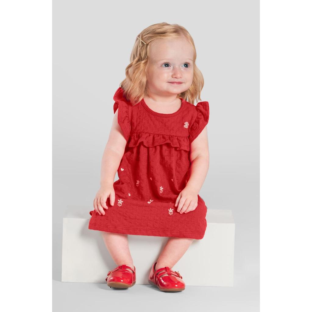Vestido bebê menina com bordado Brandili Baby em Oferta na Shopee