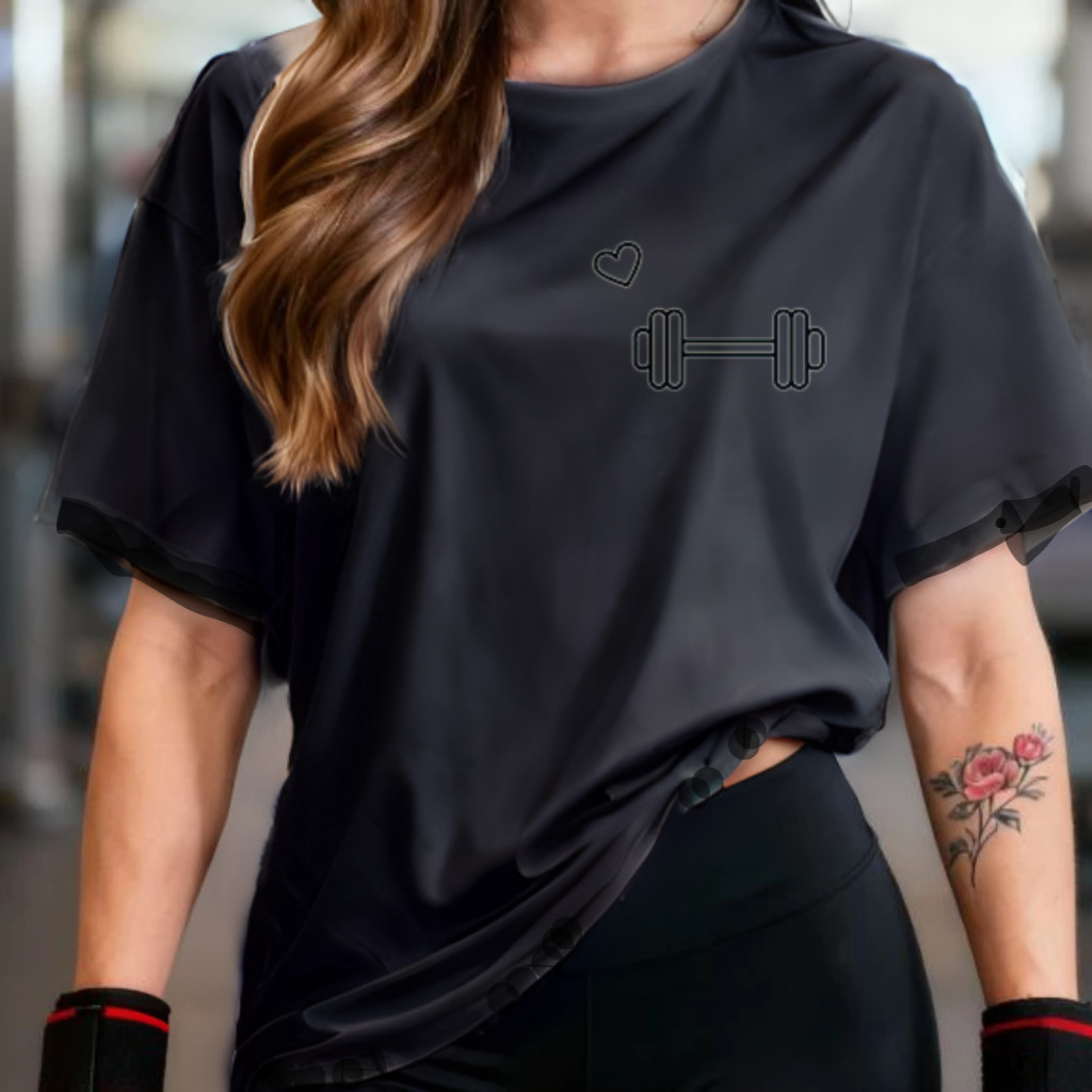 Camisetão T-shirt Oversized 100% Algodão Feminina Gym Treino Academia Fitness Musculação halter