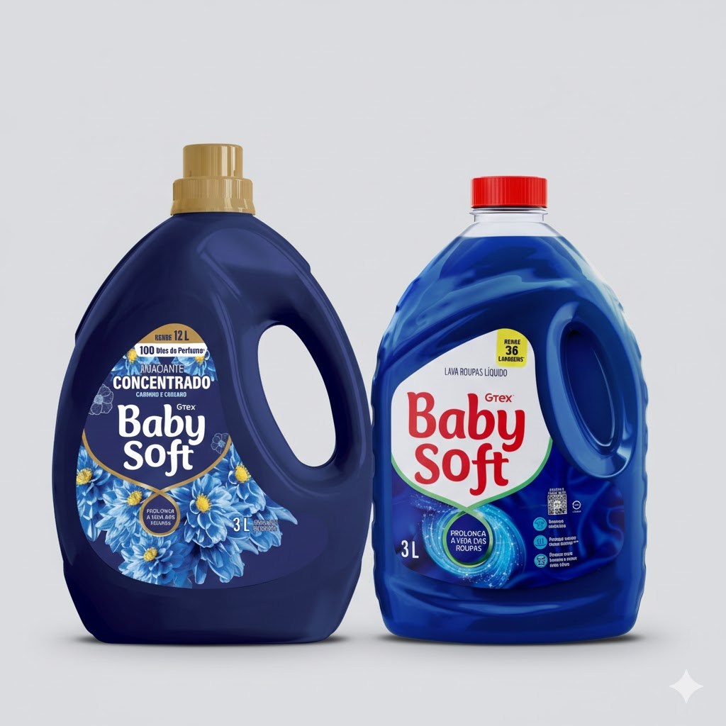 Kit Lava Roupas Liquido Baby Soft Max Performance 3l + Amaciante Concentrado Baby Soft Carinho e Cuidado 3l em Oferta na Shopee