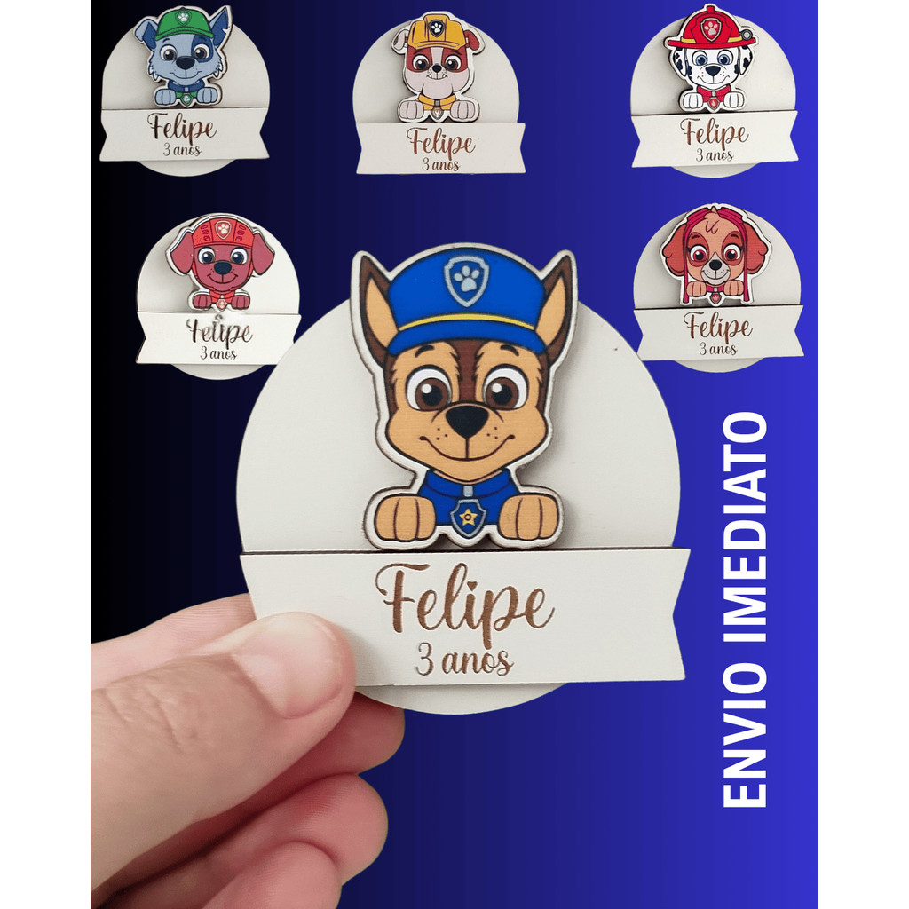 Imã de Geladeira Personalizado com Nome | Patrulha Canina Infantil | Ímã Decorativo