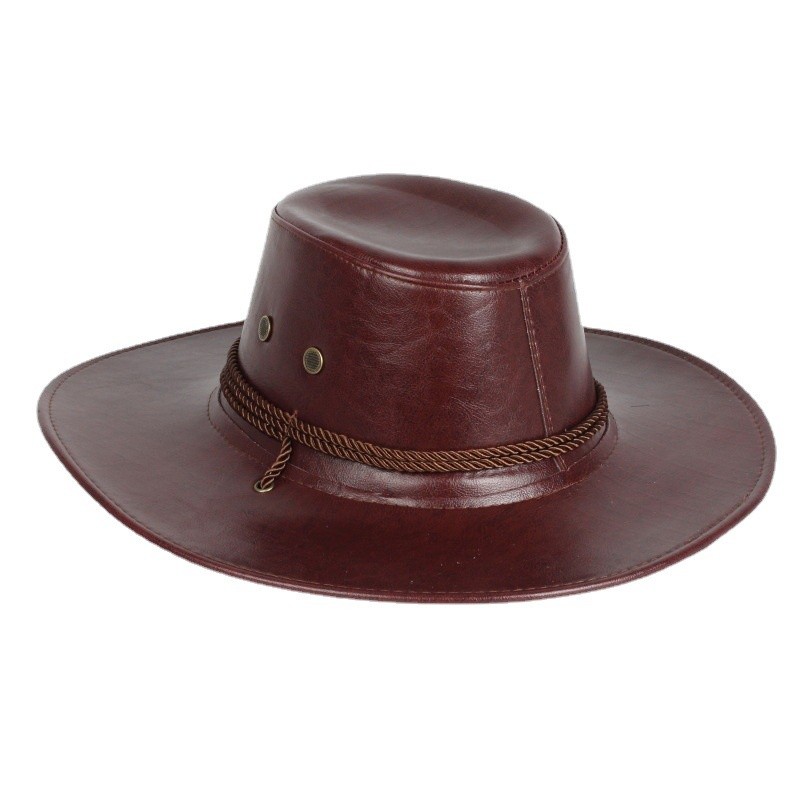 Chapéu de Cowboy ocidental americano moda couro sintético chapéu brilhante