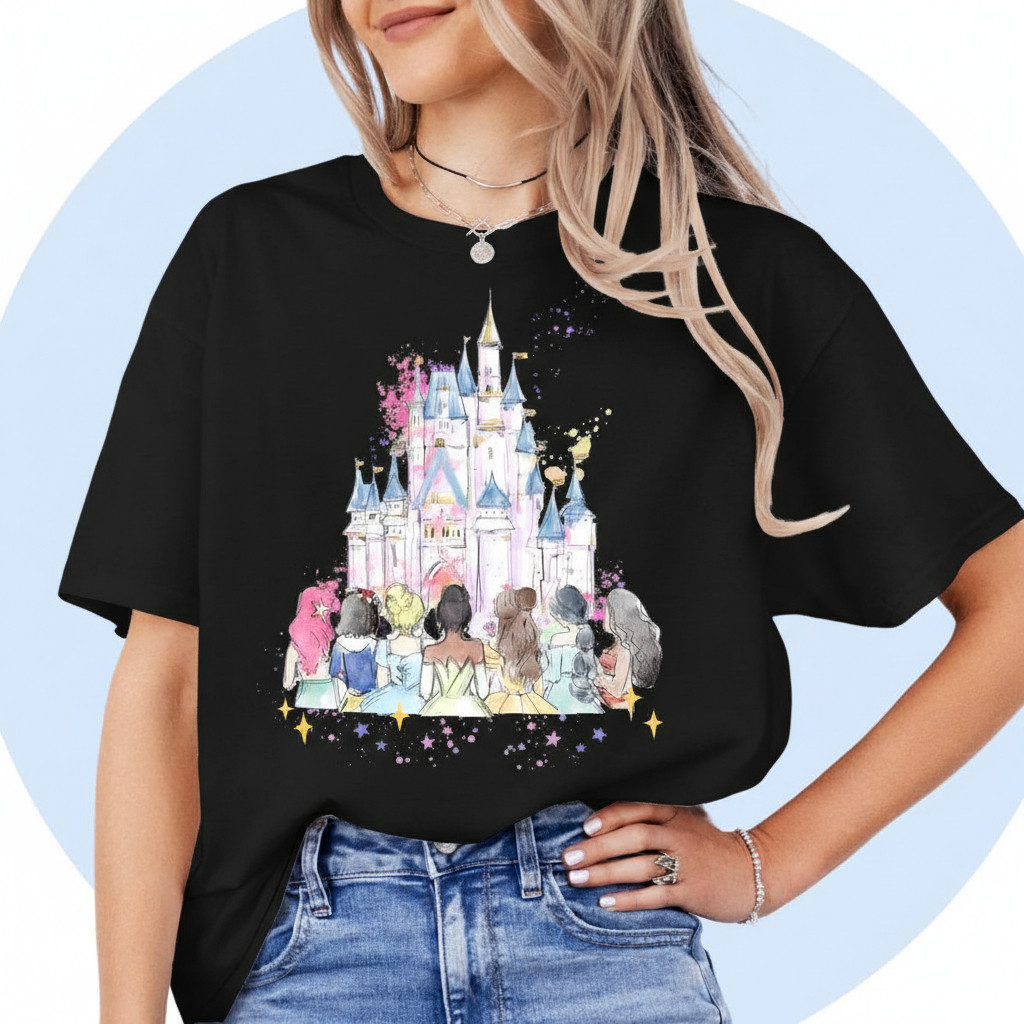 [Camiseta Premium Algodão Puro]LA Camiseta Feminina Casual E Elegante, Feita Em Puro Algodão, Com Estampa Aquarela Do Ca