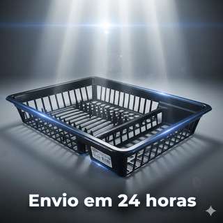 Escorredor de Louça em Plástico para Cozinha – Capacidade 12 Pratos + Espaço para Copos e Talheres