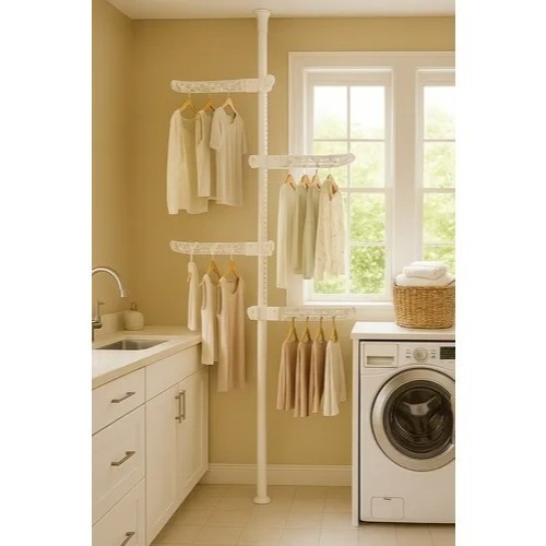 Cabideiro Vertical Pendurar Roupas Acessórios Bolsas 4 Braços Branco Chão Casaco Suporte Organizador Closet Vestuário