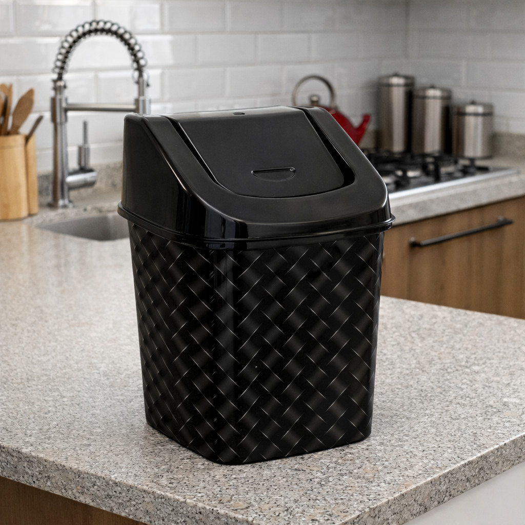Kit Lixeira Compacta 3,6L com Tampa Basculante para Banheiro Lavabo Pia com duas
