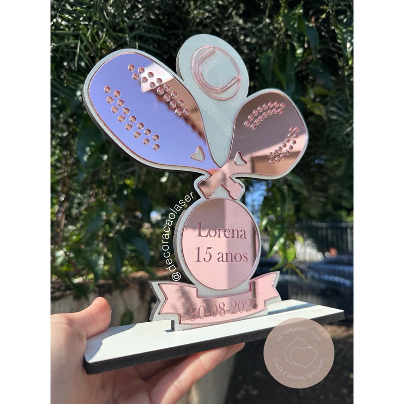Kit Troféu Personalizado Beach Tennis - MDF com Acrilico espelhado kit personalizado