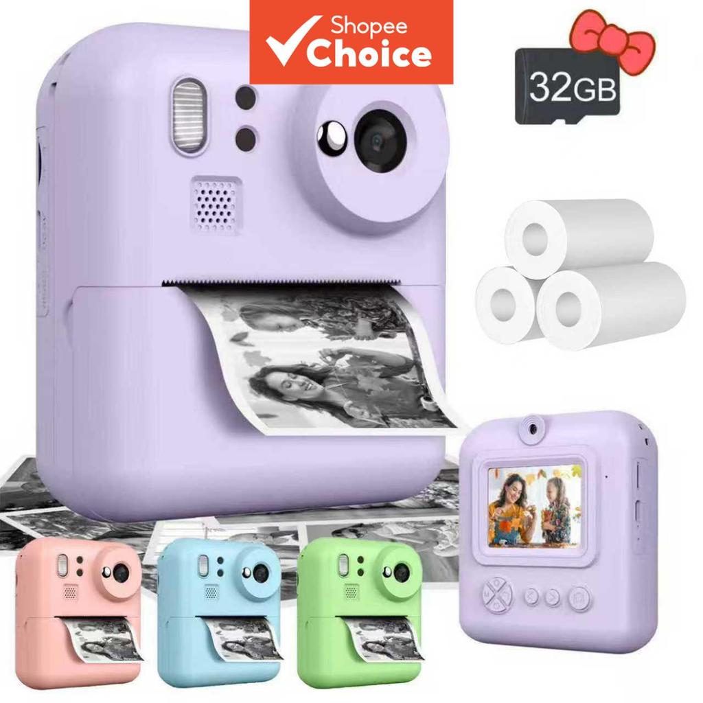 Câmera De Impressão Instantânea Portátil , Zoom 8X , Lente HD 1080P Selfie Tirando Foto , Gravação De Vídeo Presentes Pe
