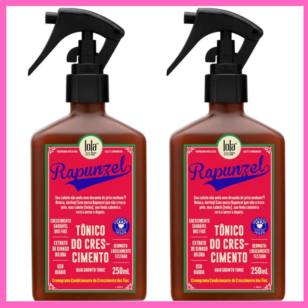 Kit 2 Tônicos Rapunzel Lola Cosmetics 250ml – Crescimento Acelerado e Fios Mais Fortes em Oferta na Shopee