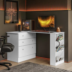Cômoda Multiuso Gamer com Mesa Giratória 90° e 3 Gavetas