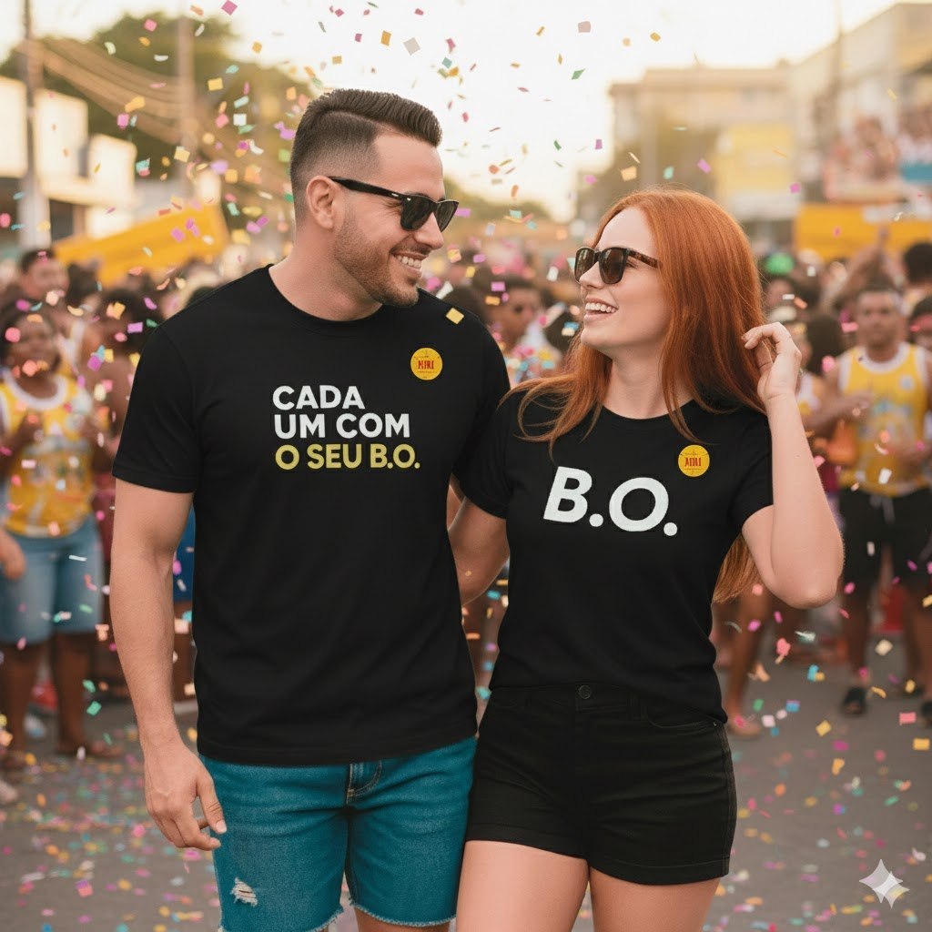 Conjunto Casal Carnaval Camisa T-Shirt Bloquinho Fantasia Unissex "Cada Um Com Seu B.O" em Oferta na Shopee