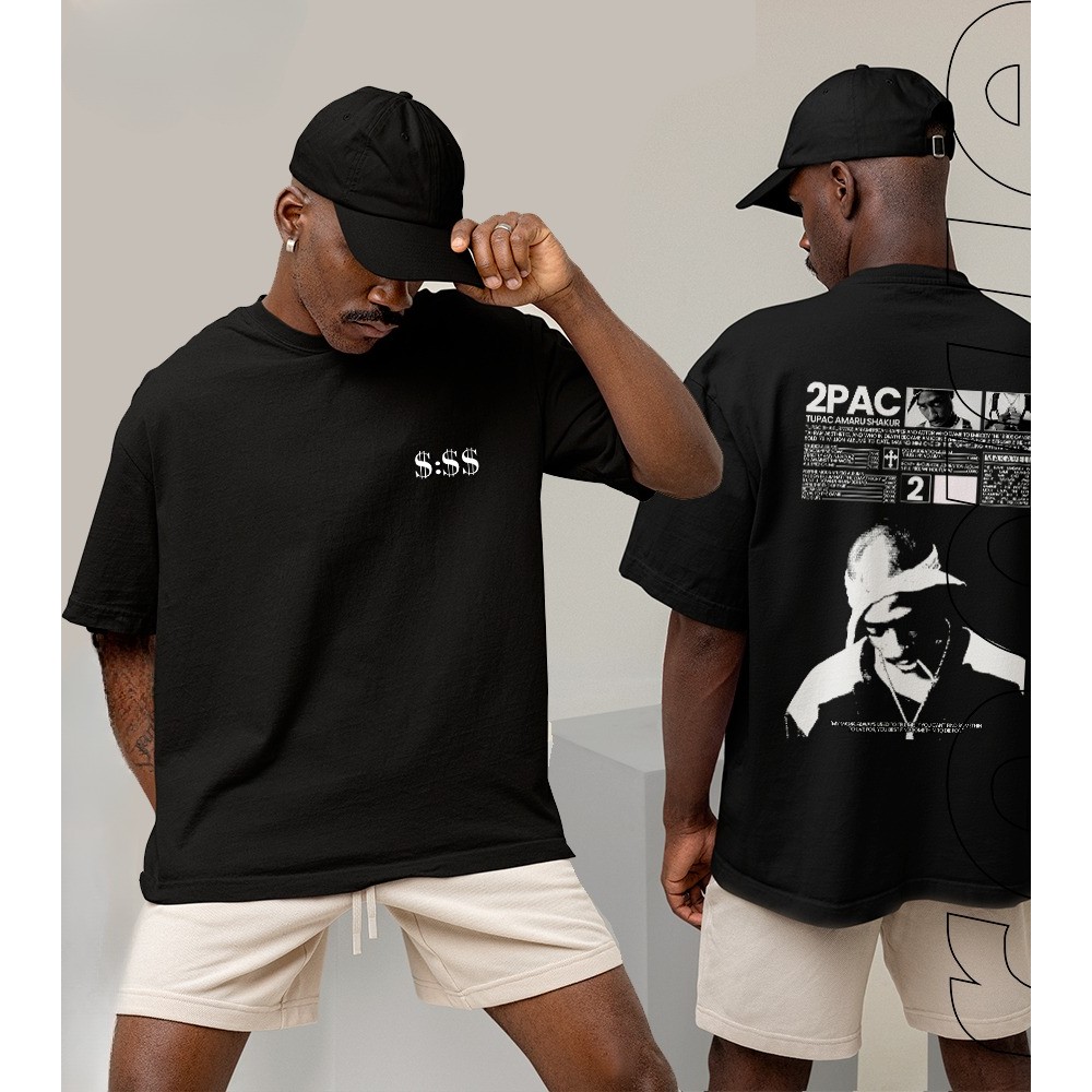 [Camiseta Premium em Algodão Puro]GXG Camiseta Básica e Oversized Algodão Estampado Streetwear Rapper Hip-Hop 2Pac Tupac