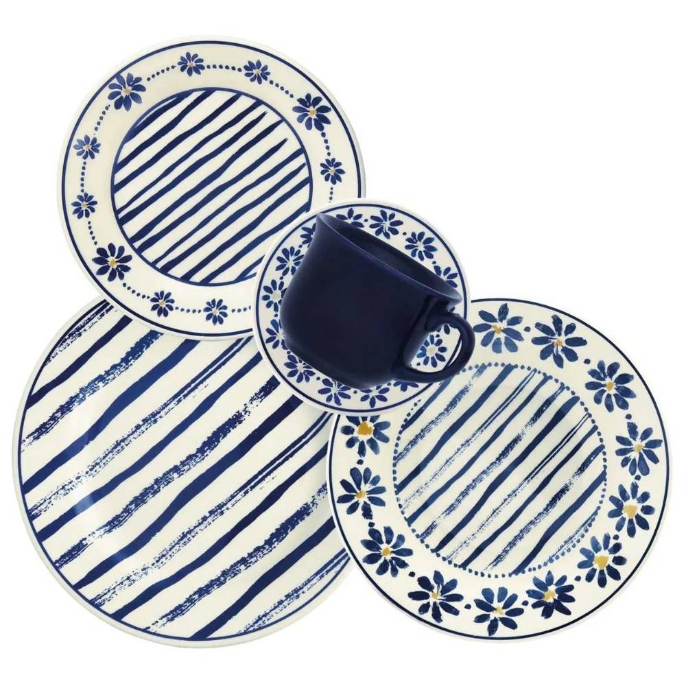 Aparelho de Jantar Oxford Biona Donna Margaridas 20pçs Cerâmica Jantar e Chá