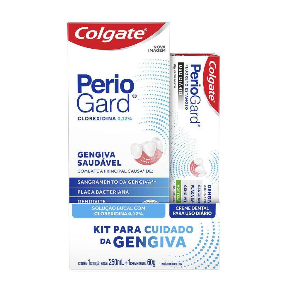 KIT ENXAGUANTE BUCAL COLGATE PERIOGARD 250ML + CREME DENTAL PERIOGARD  HORTELA 60G em Oferta na Shopee