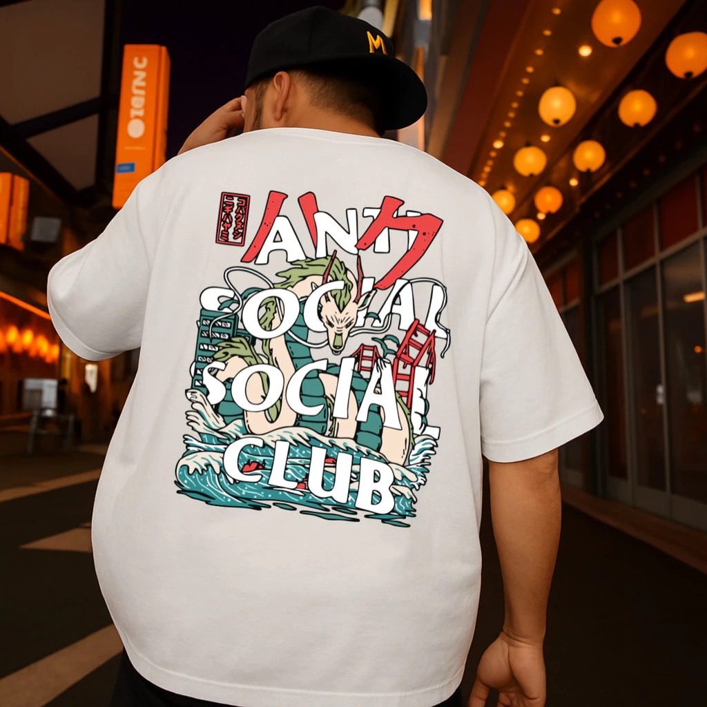 Camiseta Oversized Streetwear Camisa Masculina 100% Algodao Dia a Dia Anti Social Dragão - PKS E-COMMERCE - ENVIO RAPIDO