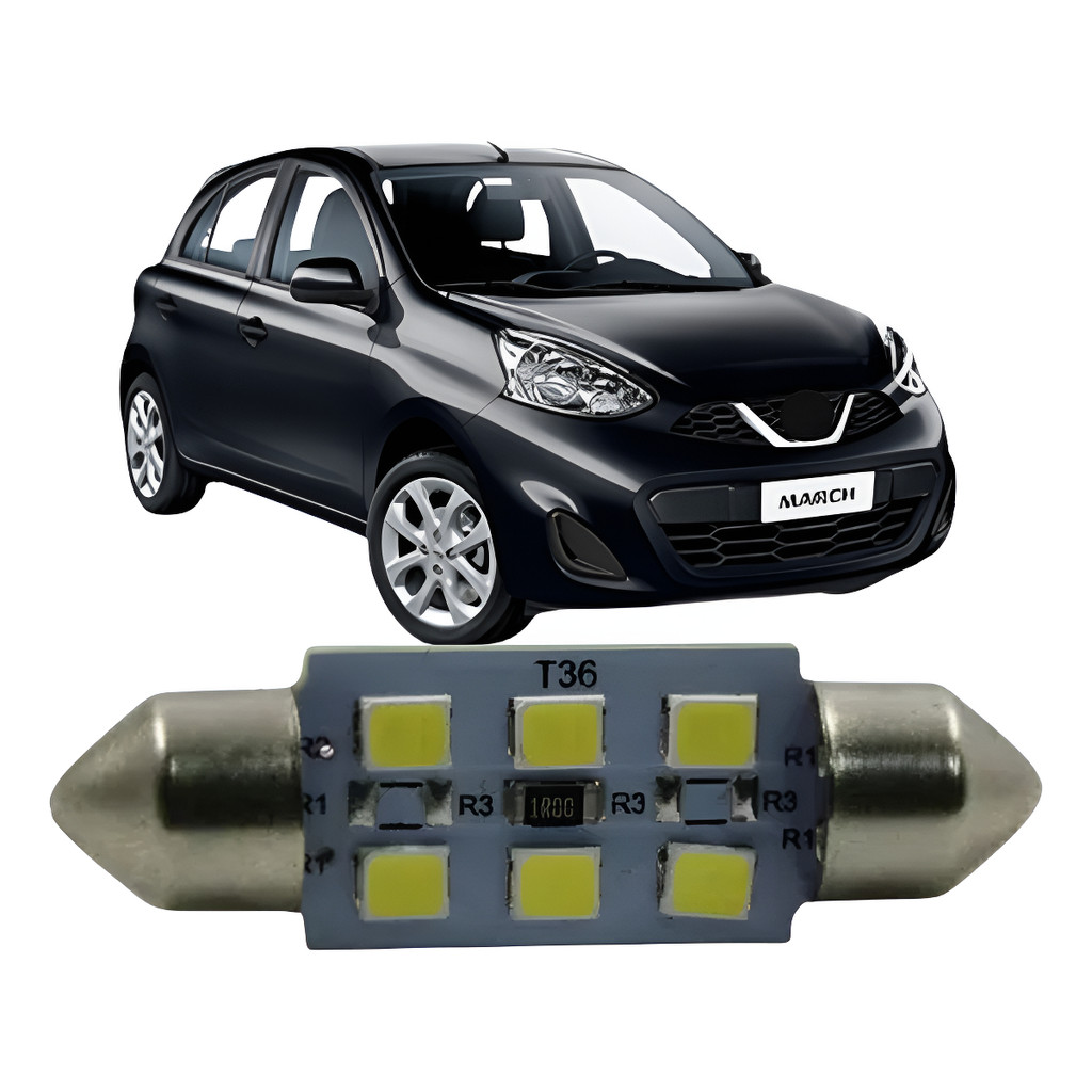 Lampada Led Torpedo Placa/teto/porta Luva Nissan March 14/20