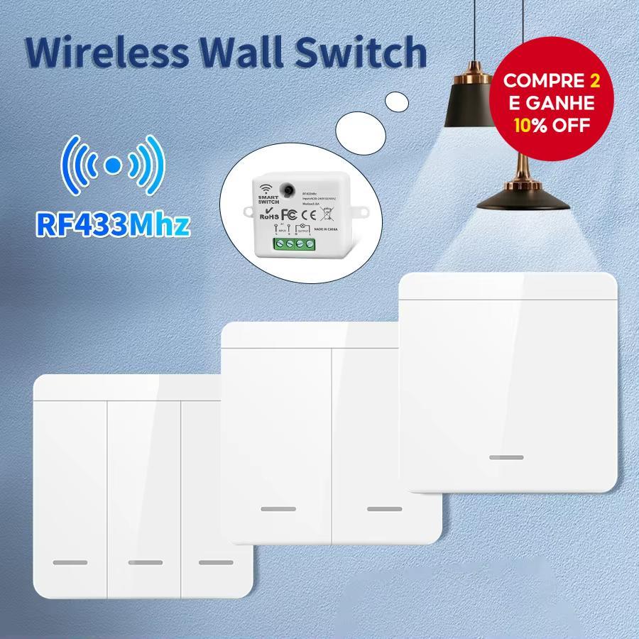 Interruptor De Luz Sem Fio RF433 Módulo 1/2/3 Gang Wall Switch 10A