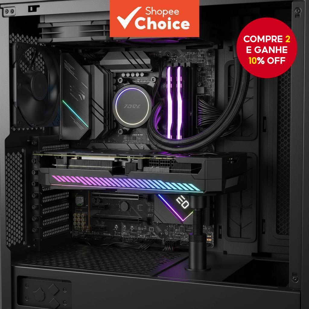 Suporte Magnético Vertical para GPU com Suporte Telescópico e Rotativo para Placas Gráficas