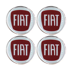 Jogo 4 Emblema Adesivo Calota Fiat Vermelho 48mm Resinado