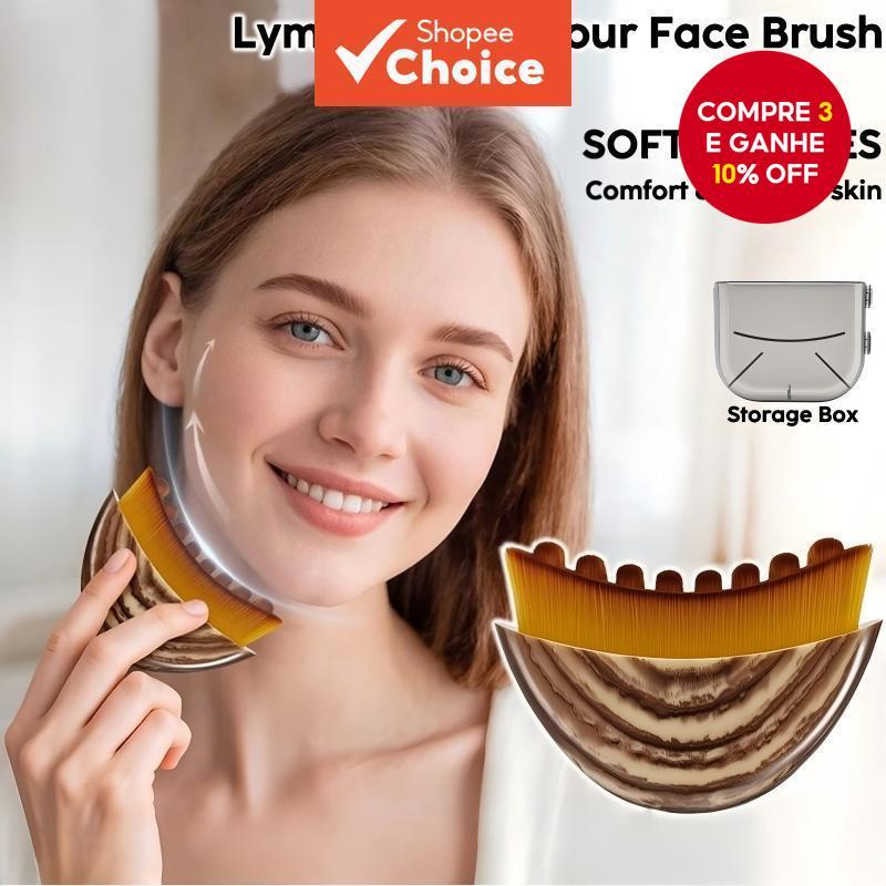 Nova Escova de Massagem Facial para Contorno e Estimulação Linfática com Estojo de Armazenamento