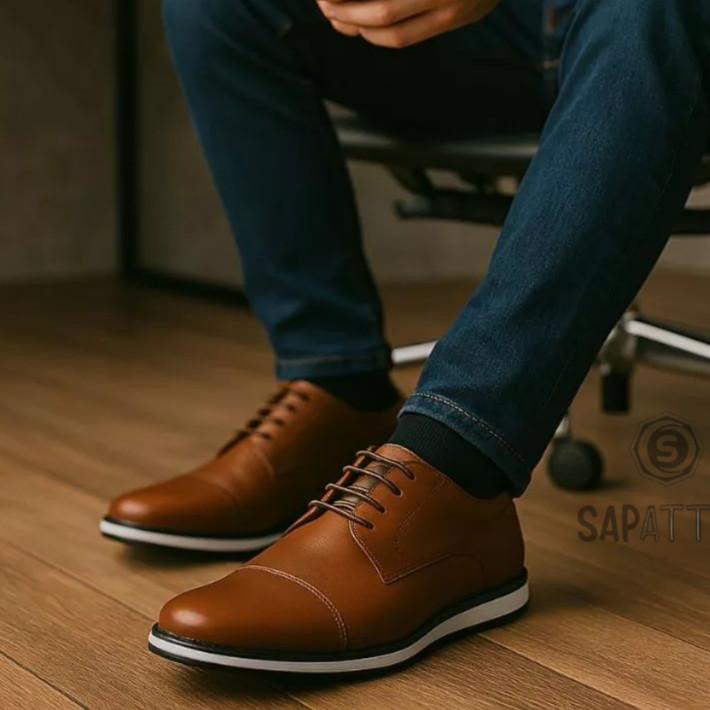 Sapato Oxford Masculino Social Casual Sapatenis Derby Amarrar Driver Couro Ecológico