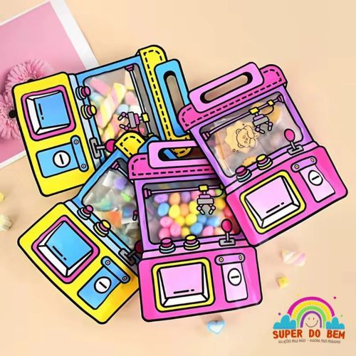 Saquinho Zip Lock Máquina Garra 24X18cm | Lembrancinha para Festa | Embalagem Criativa para Presente
