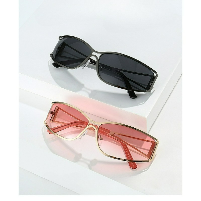 Óculos de Sol Y2k Oversized para Mulheres e Homens, Óculos de Sol Gradiente, Óculos Steampunk, Óculos Espelhados