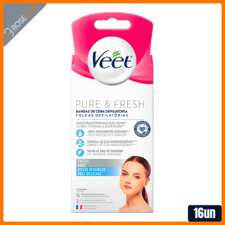 Folhas de Cera para Depilação Facial Veet Pure & Fresh Pele Delicada 16 unidades em Oferta na Shopee