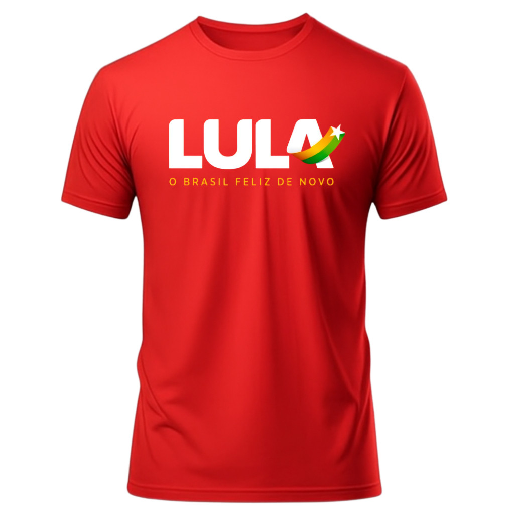 Camiseta Lula o Brasil Feliz Denovo 100% Algodao do P ao G3 Camisa Plus Size
