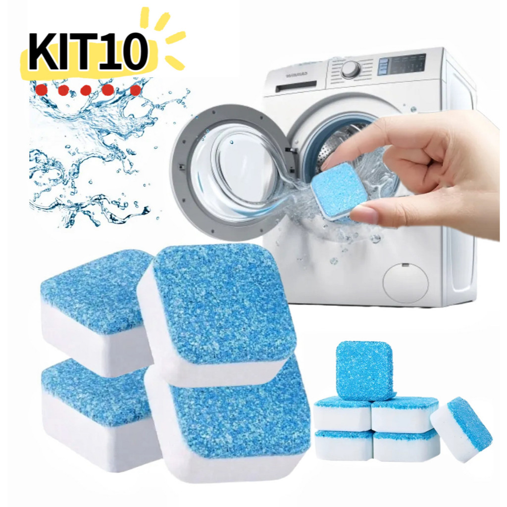 Limpador de máquina de lavar, comprimido efervescente sólido para remover manchas KIT5/8/10/12 em Oferta na Shopee