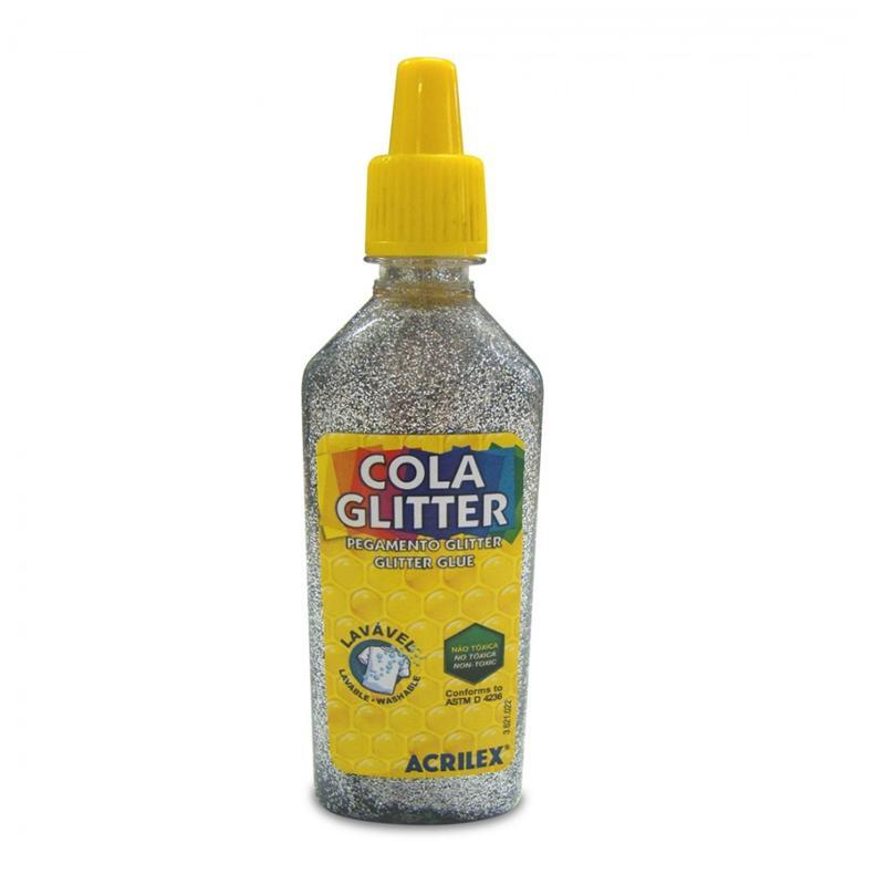 Cola glitter 23g prata 202 Acrilex em Oferta na Shopee