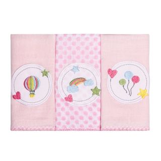 Pano De Boca Papi Karinho  Bordado Com 03 Peças em Oferta na Shopee