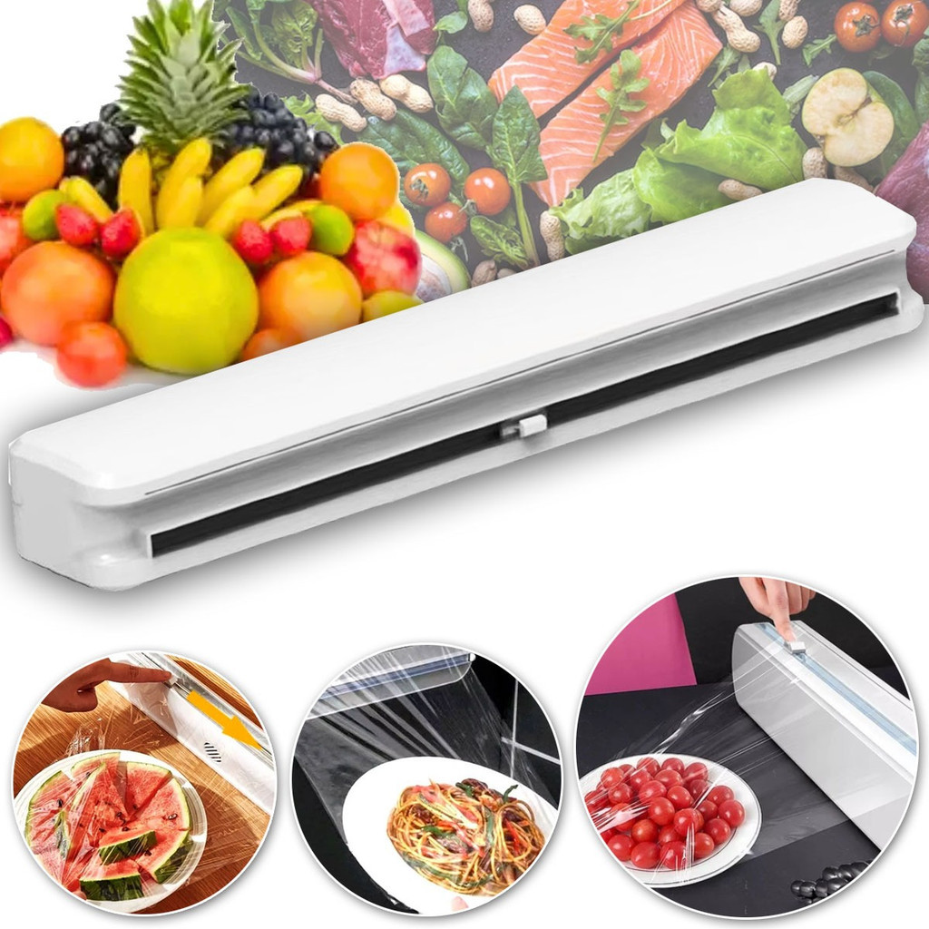 Cortador De Plástico Filme Aluminio  Suporte Ajustável Descartável Ventosa Aderente Cozinha Papel Filme