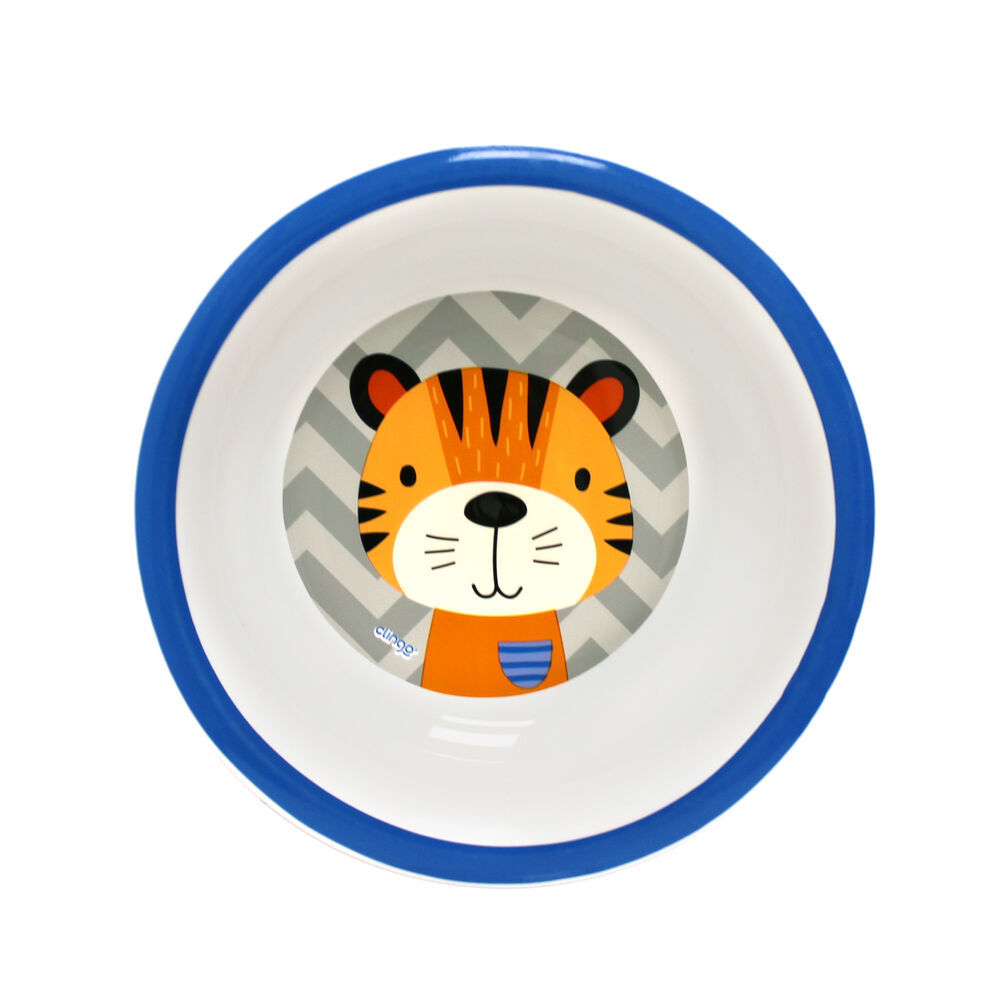 Tigela Infantil Tigre Clingo Prato Bebê Resistente Microondas Lava-Louças Refeição Infantil