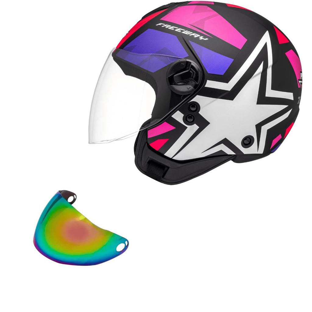 Capacete Peels Freeway 1 St Rosa Roxo Moto +Viseira Camaleao