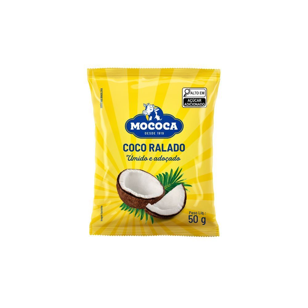 Caixa com 48 Coco Ralado Úmido Adoçado 50g Mococa Sobremesas Bolos Confeitaria Receitas Beijinho
