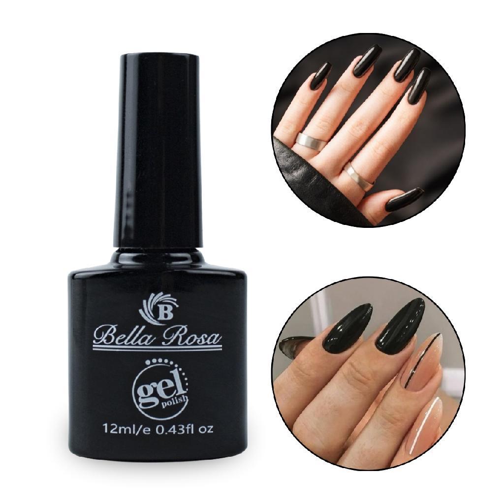 Esmalte em Gel LED/UV Preto Nail Art Unhas Bella Rosa, 12ml Unha de Gel Manicure Nail Designer