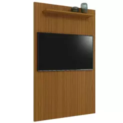 Painel Para Tv Até 55 Polegadas Ripado Impressão 3D Egeo Com Prateleira 1,35m Cedro EDN