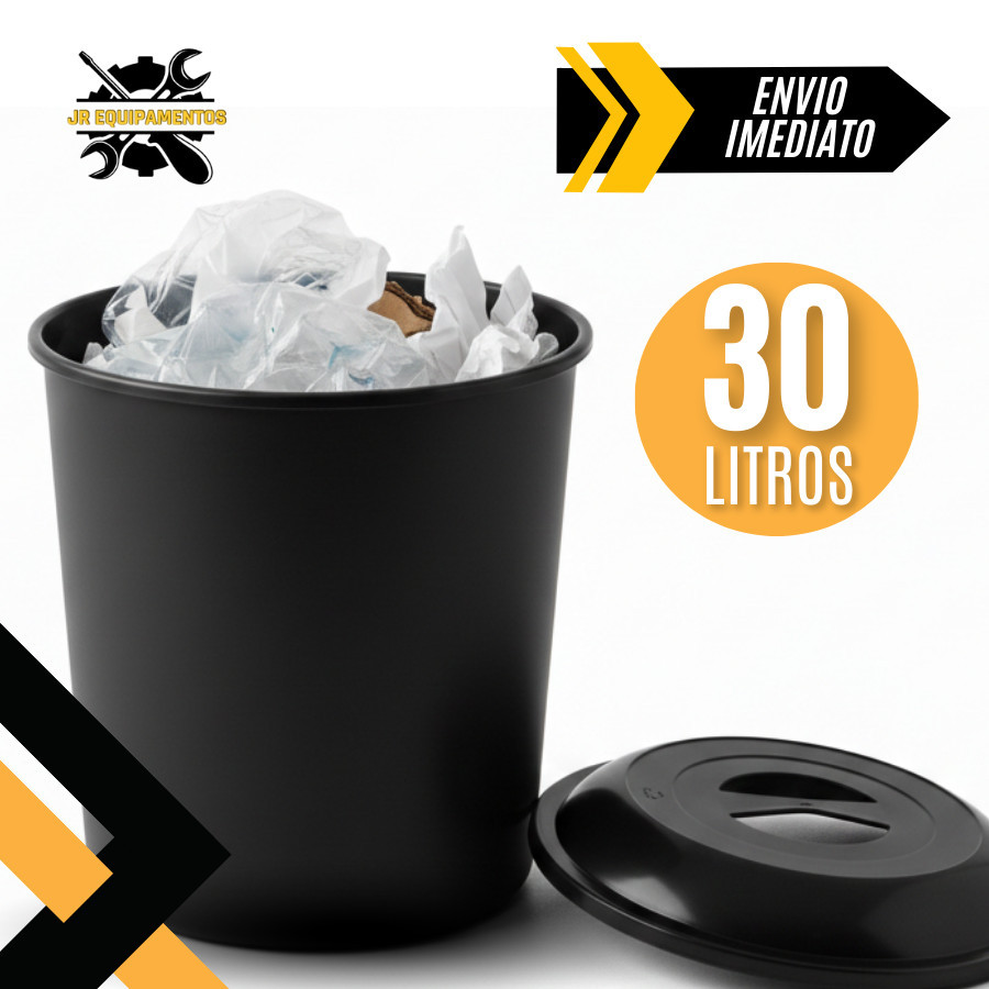 Cesto de Lixo Lixeira 30 Litros  Preto Reforçado Com Alça em Oferta na Shopee