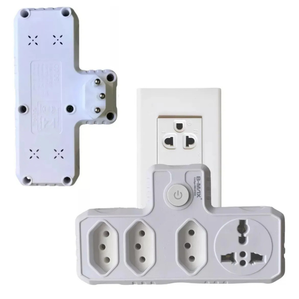 Adaptador para Tomada Benjamin 4 em 1 Sem Fio Prático Branco