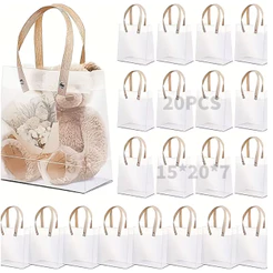 Kit 20 Bolsa Sacola Transparente Fosca C/ Alça 14x16 15x20 20x20 cm Para Presente E Lembrancinha