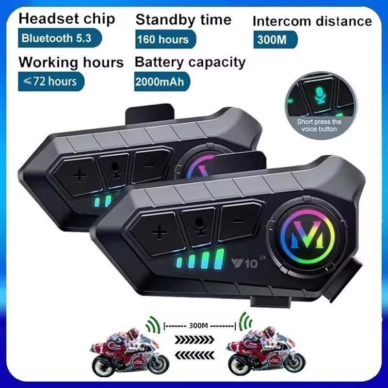 1/2Pcs Intercomunicador Sem Fio Bluetooth Para Motocicleta 300M Redução De Ruído À Prova D'água 