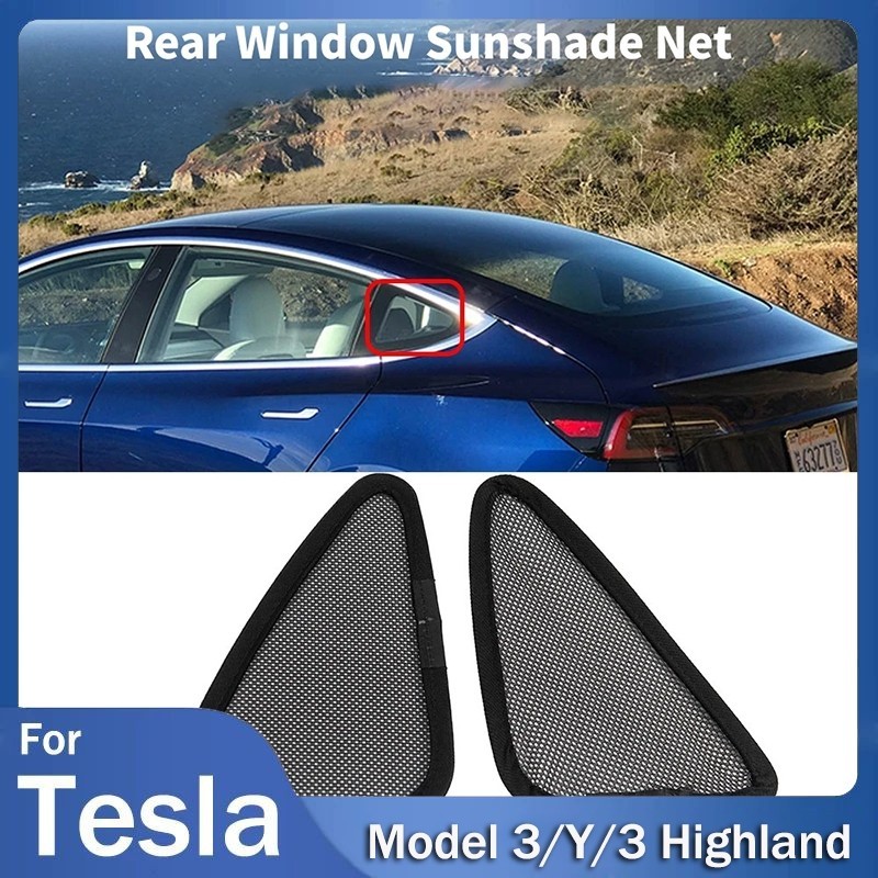 2 Pçs Janela Traseira Do Carro Pára-Sol Net Pequeno Triângulo Sombreamento Esteiras Almofadas De Bloqueio Luz Protetor P
