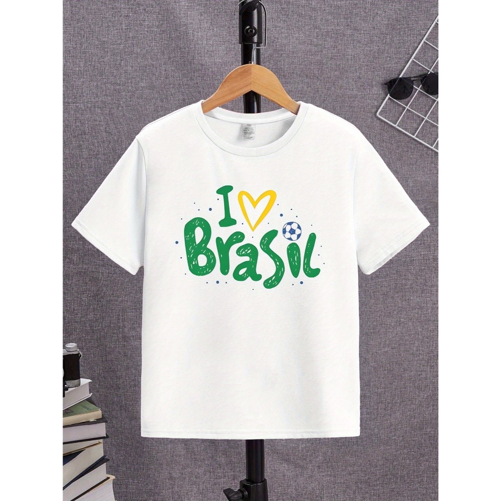 Camisa Juvenil Infantil  Copa  Mundo  do  2026  Futebol  Brasil  Bola  Lançamento Moda