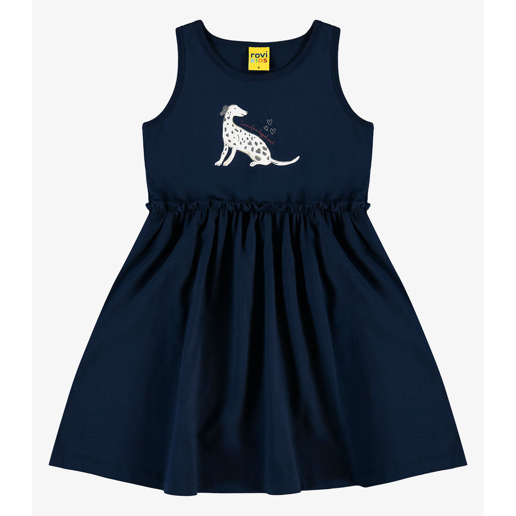 Vestido Infantil em Meia Malha Rovi Kids Azul