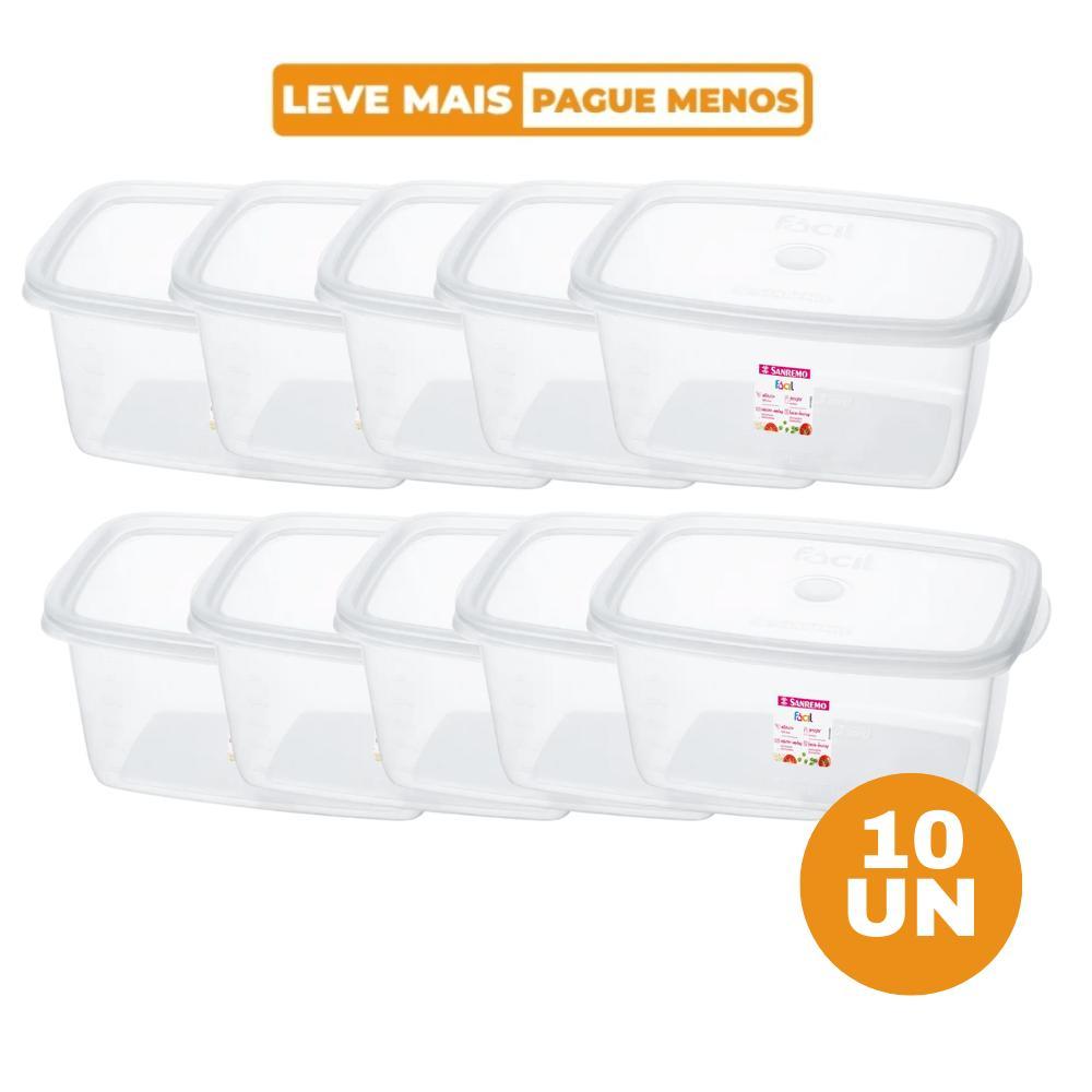 Kit 10 Potes 1,4L Transparentes com Tampa Para Freezer E Microondas Fácil Sanremo em Oferta na Shopee