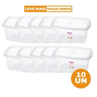 Kit 10 Potes 1,4L Transparentes com Tampa Para Freezer E Microondas Fácil Sanremo