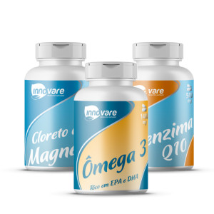 Kit Coenzima Q10 500mg + Magnésio 500mg + Ômega 3 1400mg | 180 Cápsulas