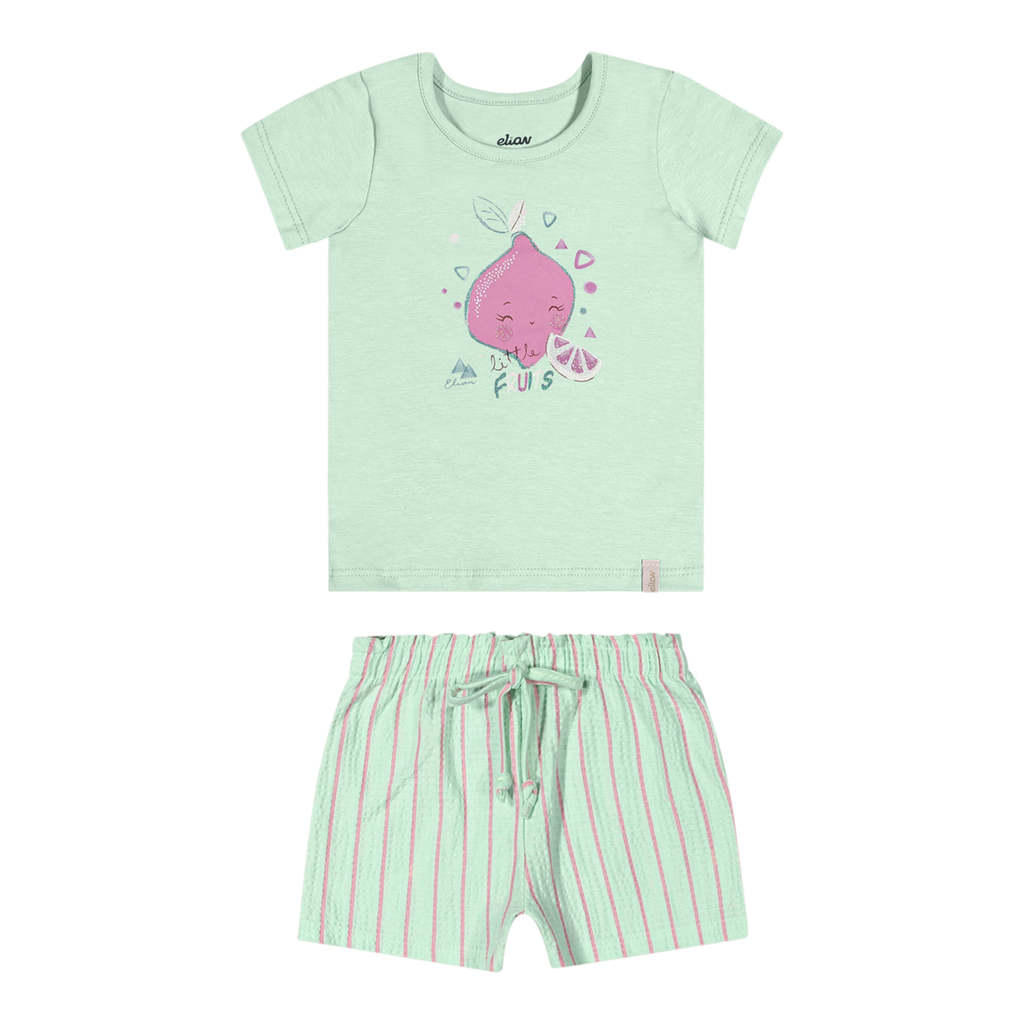 Conjunto Curto Bebê Menina Frutinhas Elian Verde