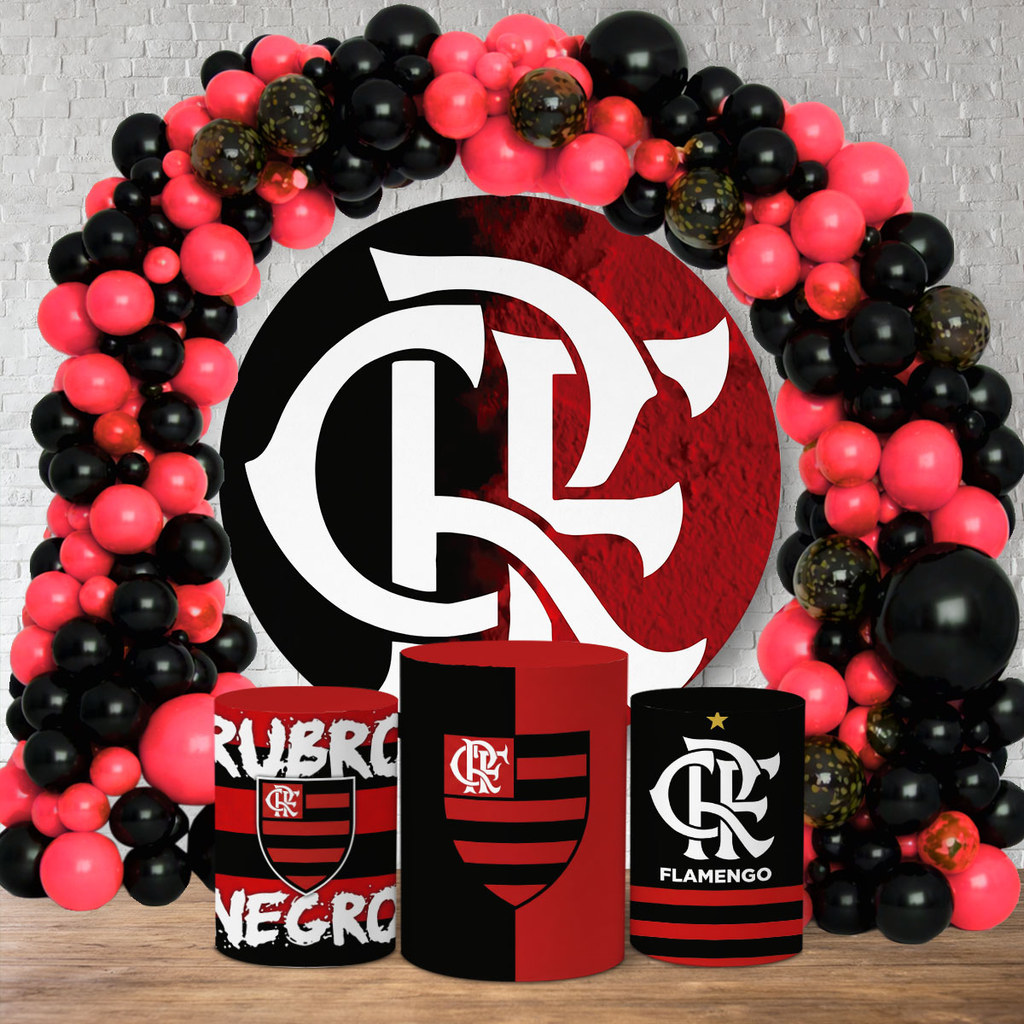 Kit Festa Capa Painel Redondo + Trio Capa Cilindro Veste Fácil Time De Futebol